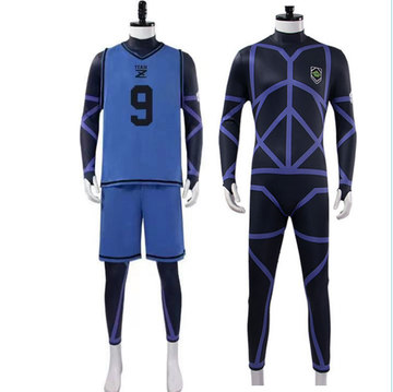 Blue Lock Costume Yoichi Isagi Cosplay Number 9 Blue Uniform Outfits Halloween Carnival Suit